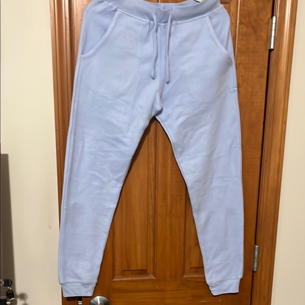Soft Serve Clothing Blue Track Pants with Elastic Waistband and Tapered Legs